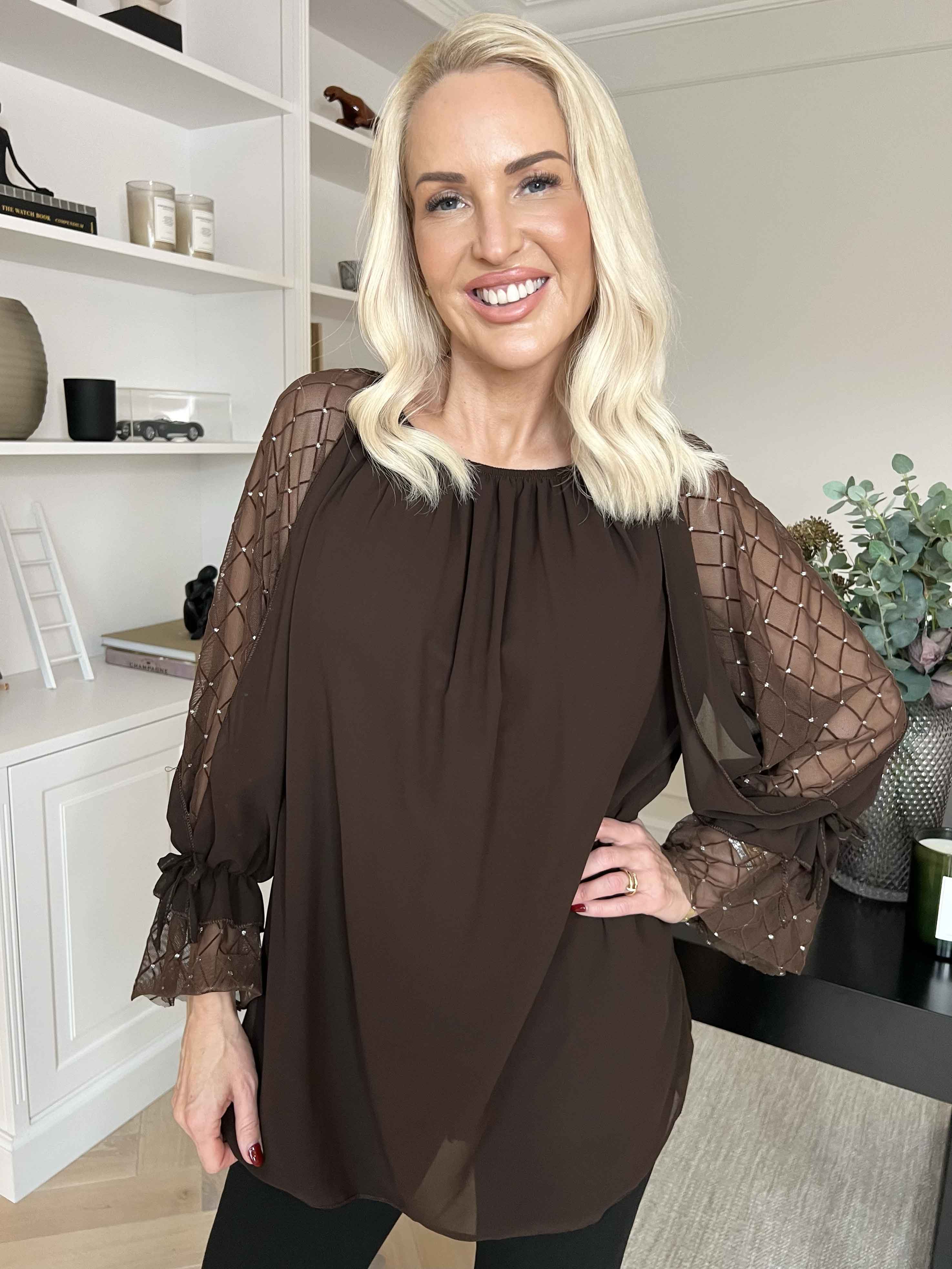 Norma - Tunika i chiffon med detaljerede ærmer